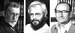 Photos of doctors Ehrlich, Kohler and Milstein